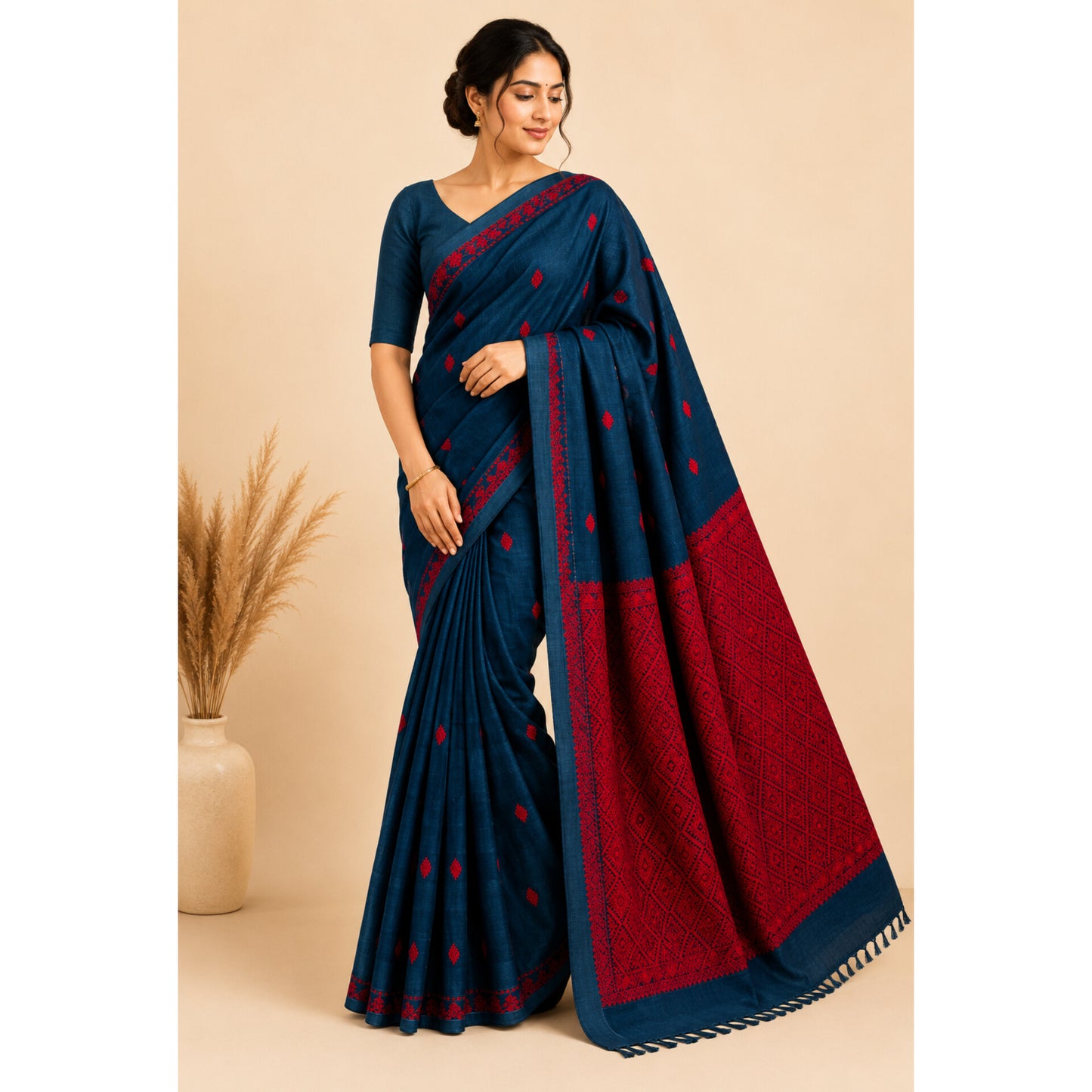 Crimson Ember Cotton Saree