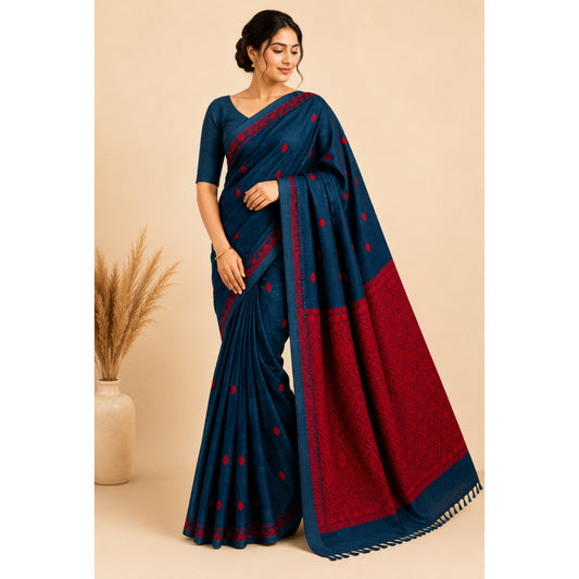 Crimson Ember Cotton Saree
