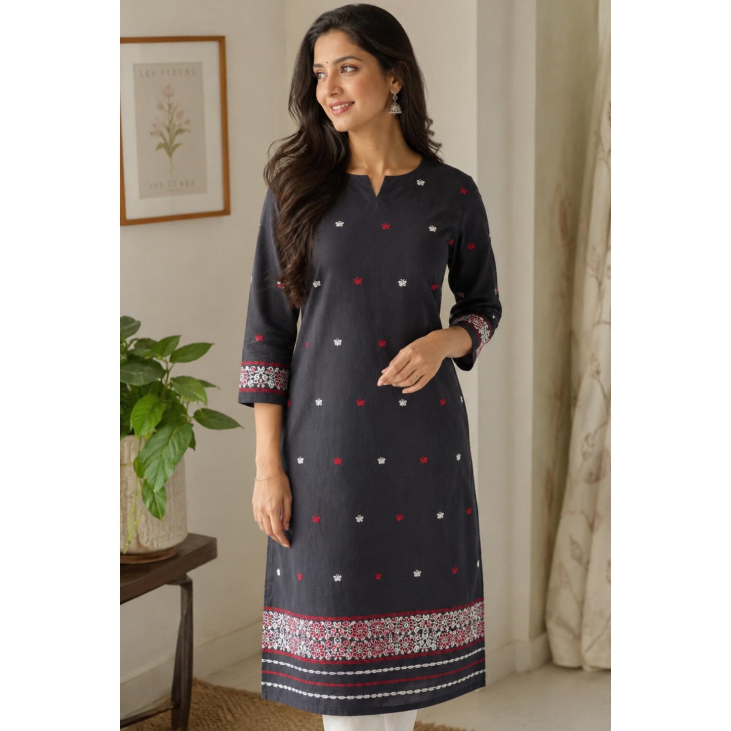 Whispering Blossoms | Pure Handloom Cotton Kurta Piece