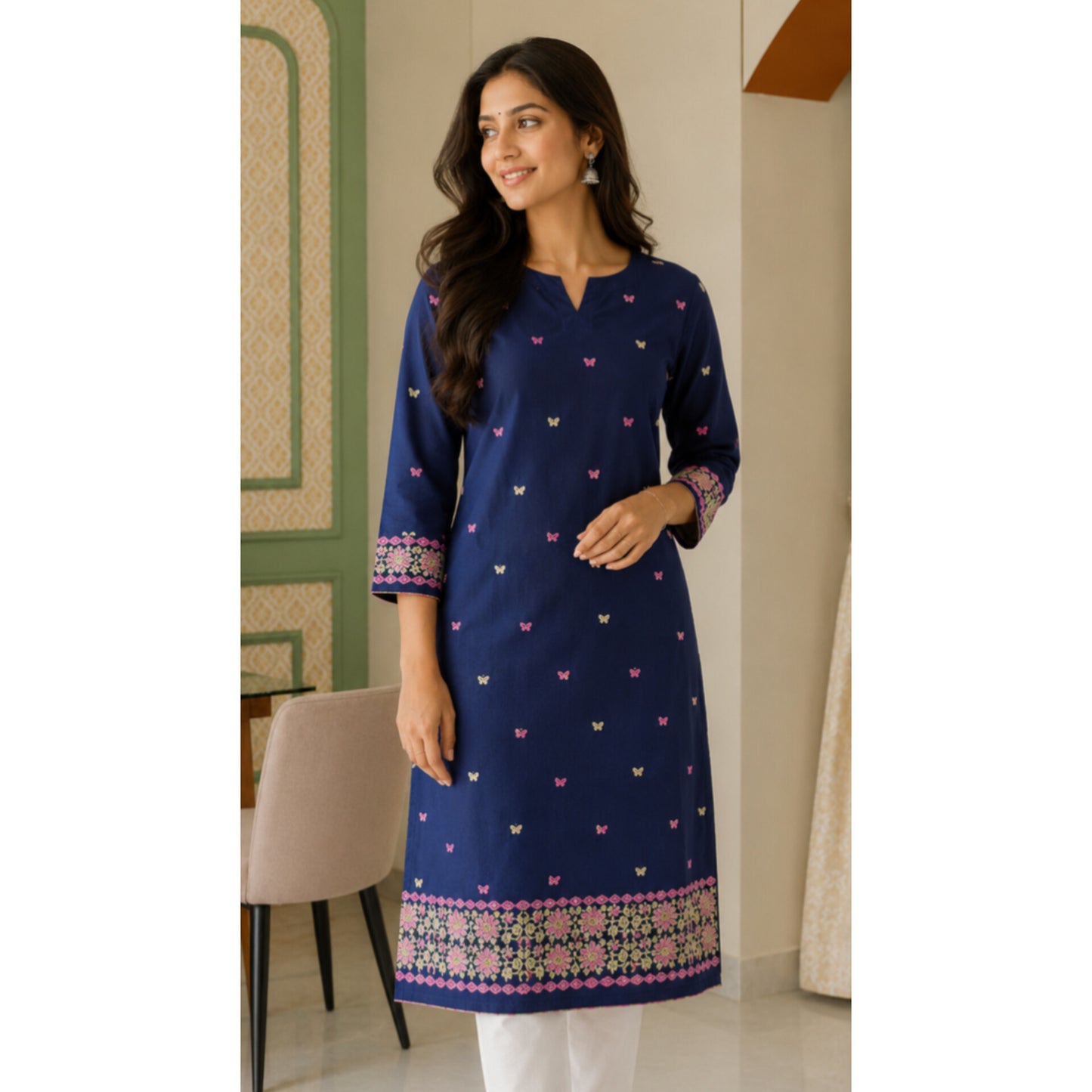 Whispering Blossoms | Pure Handloom Cotton Kurta Piece