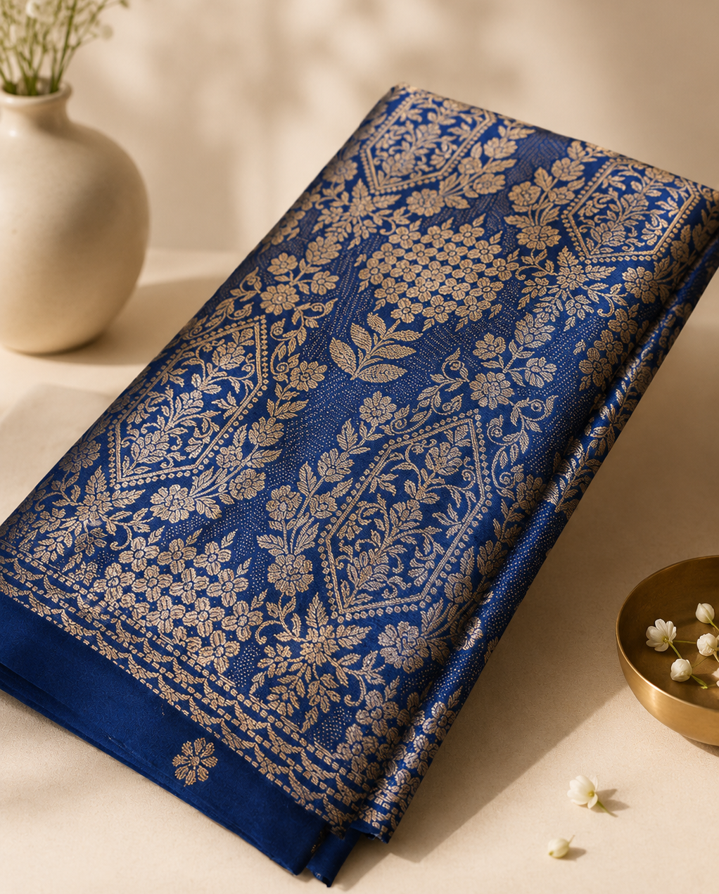 Imperial Blue Antique Zari Silk Saree