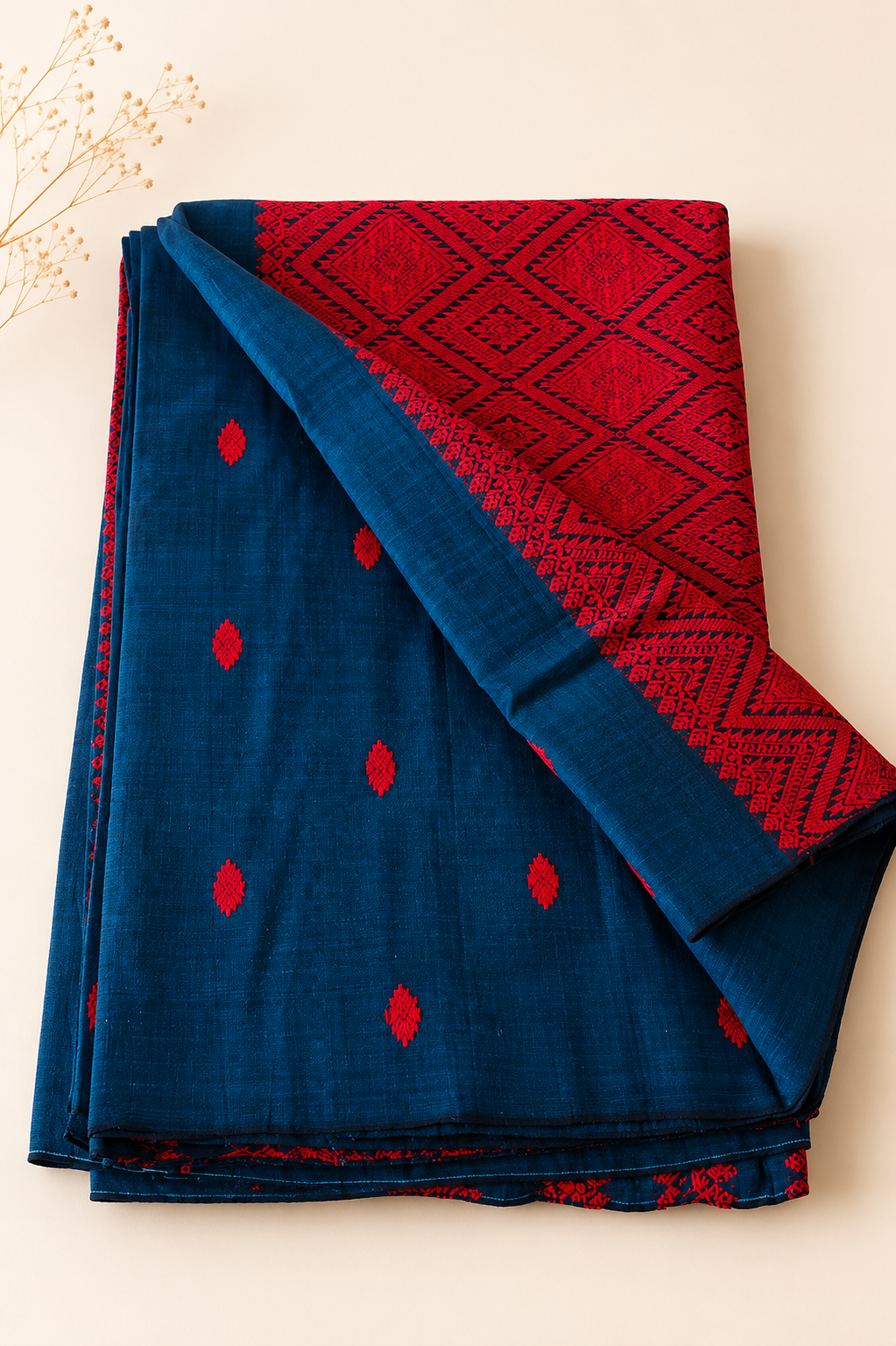Crimson Ember Cotton Saree