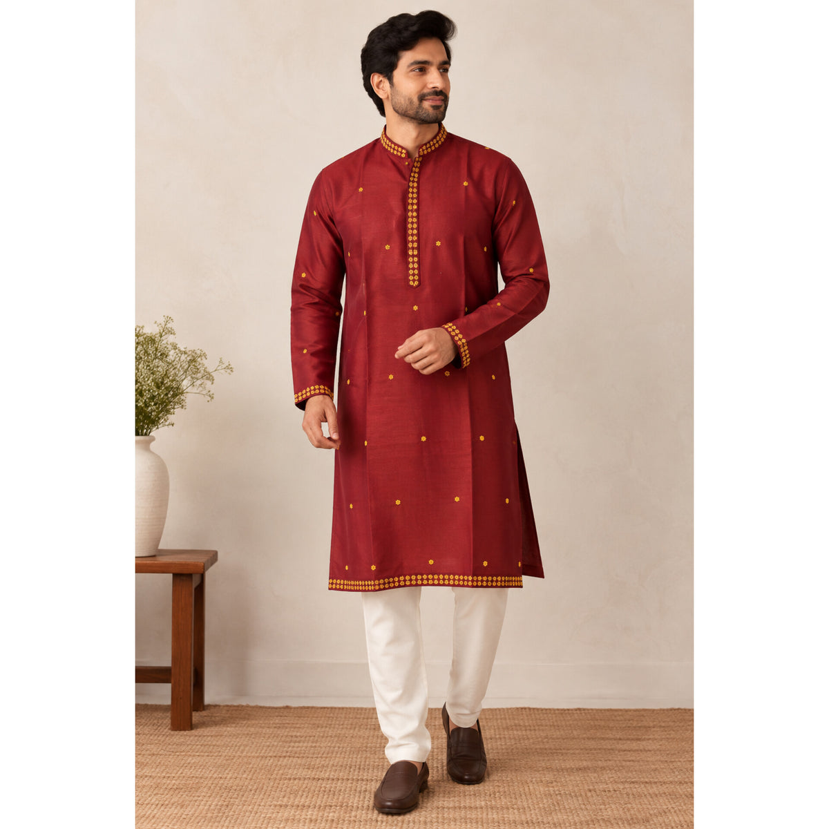 The Crimson Cotton Kurta
